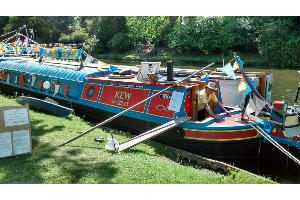 Kew, an ex British Waterways "Blue top" work boat, at a festival.